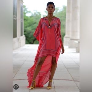 WOMENS BCBG MAXAZRIA REDBERRY CRISTEN HI LOW KAFTAN DRESS M/L